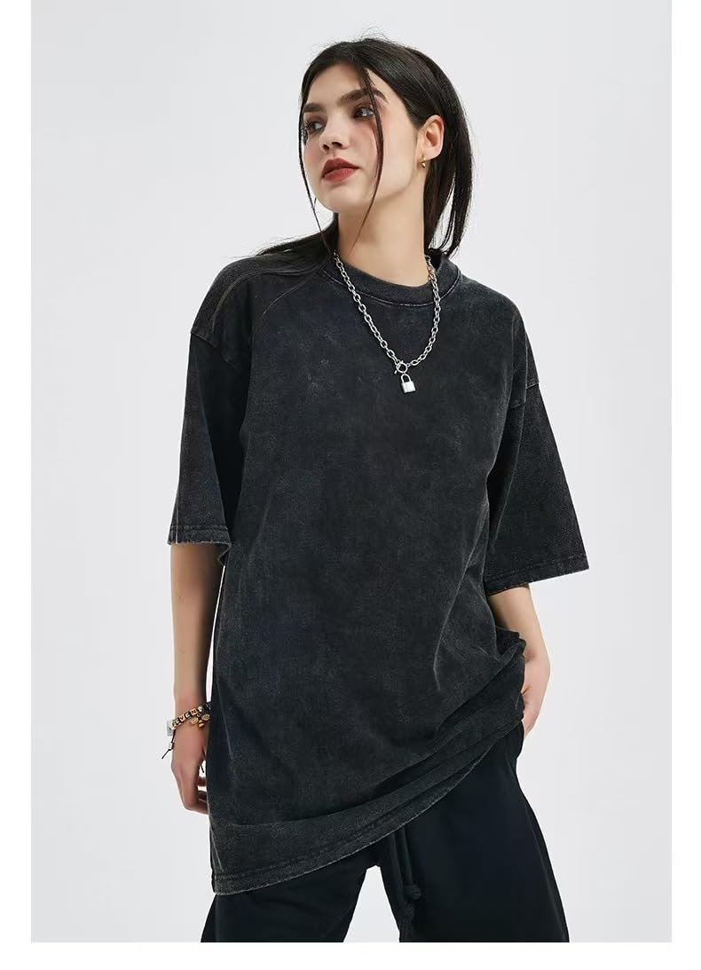 Yimoon 3 Pack Oversized Tshirts for Women Washed Vintage Baggy Boyfriend Tees Short Sleeve Unisex Cotton Tops, Blackkhakibeige - Image 4