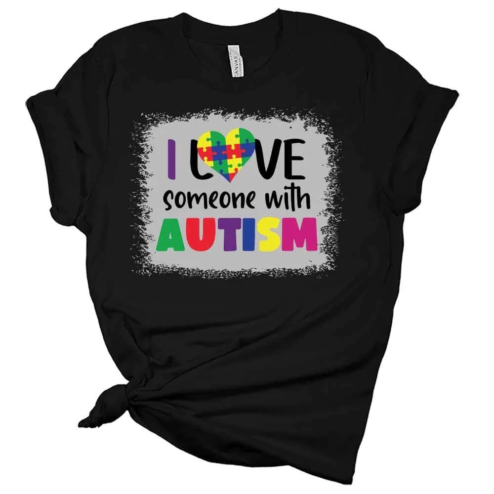 Womens Autism Awareness Shirt Cute I Love Someone with Autism T-Shirt Casual Graphic Tee Short Sleeve Top, Heather Columbia Blue, 4X-Large - Image 5