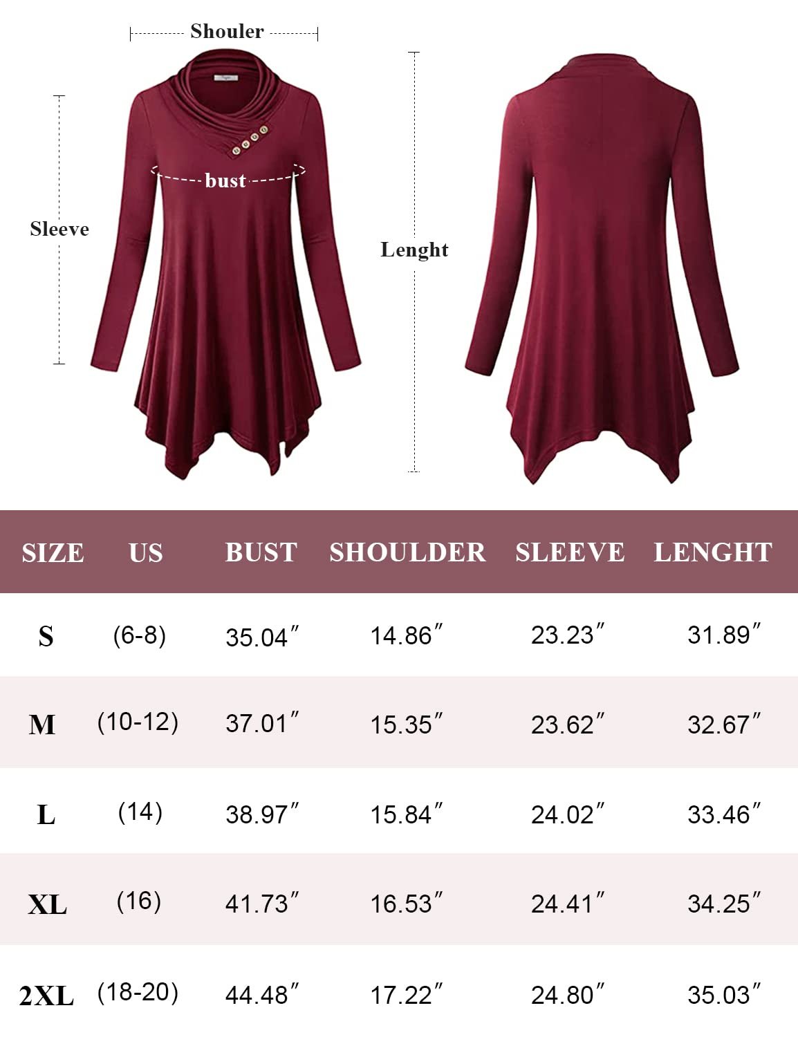 Cowl Neck Plaid Tunic Tops for Women Asymmetrical Long Blouse, A Plaid, Large - Image 4