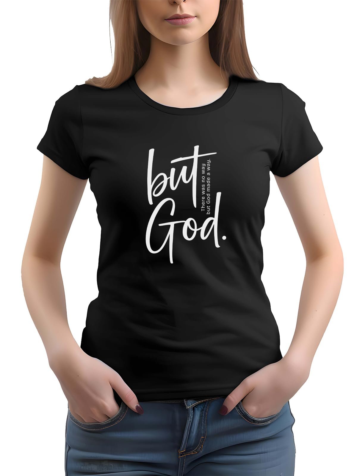 XENOVAURBAN Women Cotton Printed Regular Fit T-Shirt | Stylish Round Neck Graphic Tshirt - WRN-BUTGOD1-BLK-2XL