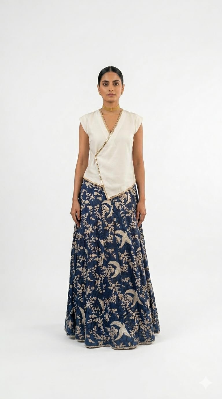 Alia Women's Flowy MUL Chanderi Asymmetrical Top with Double Lining & Hand Embroidered Sequin Work, Sun Yellow, Size S - Image 2