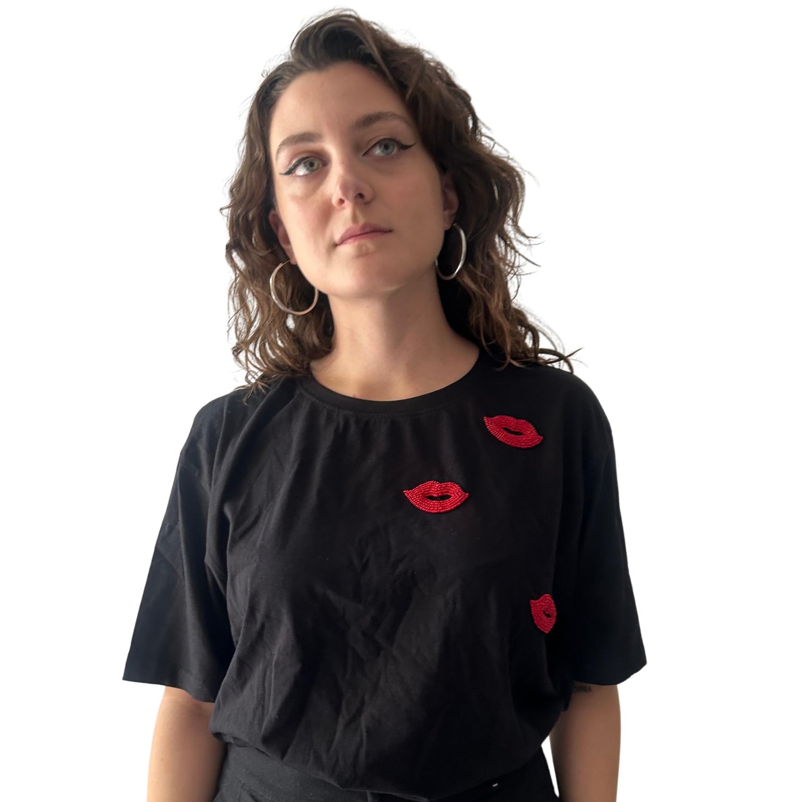 BENZE Lip-Candy Emboidery T-Shirt White - Image 3