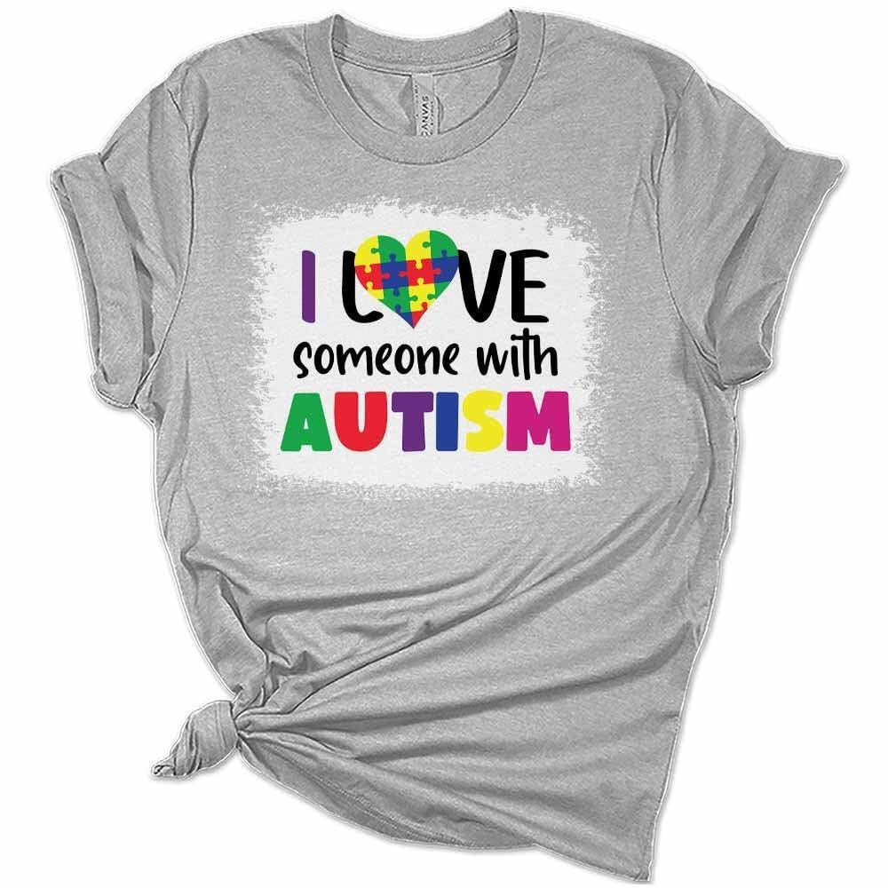 Womens Autism Awareness Shirt Cute I Love Someone with Autism T-Shirt Casual Graphic Tee Short Sleeve Top, Heather Columbia Blue, 4X-Large - Image 4