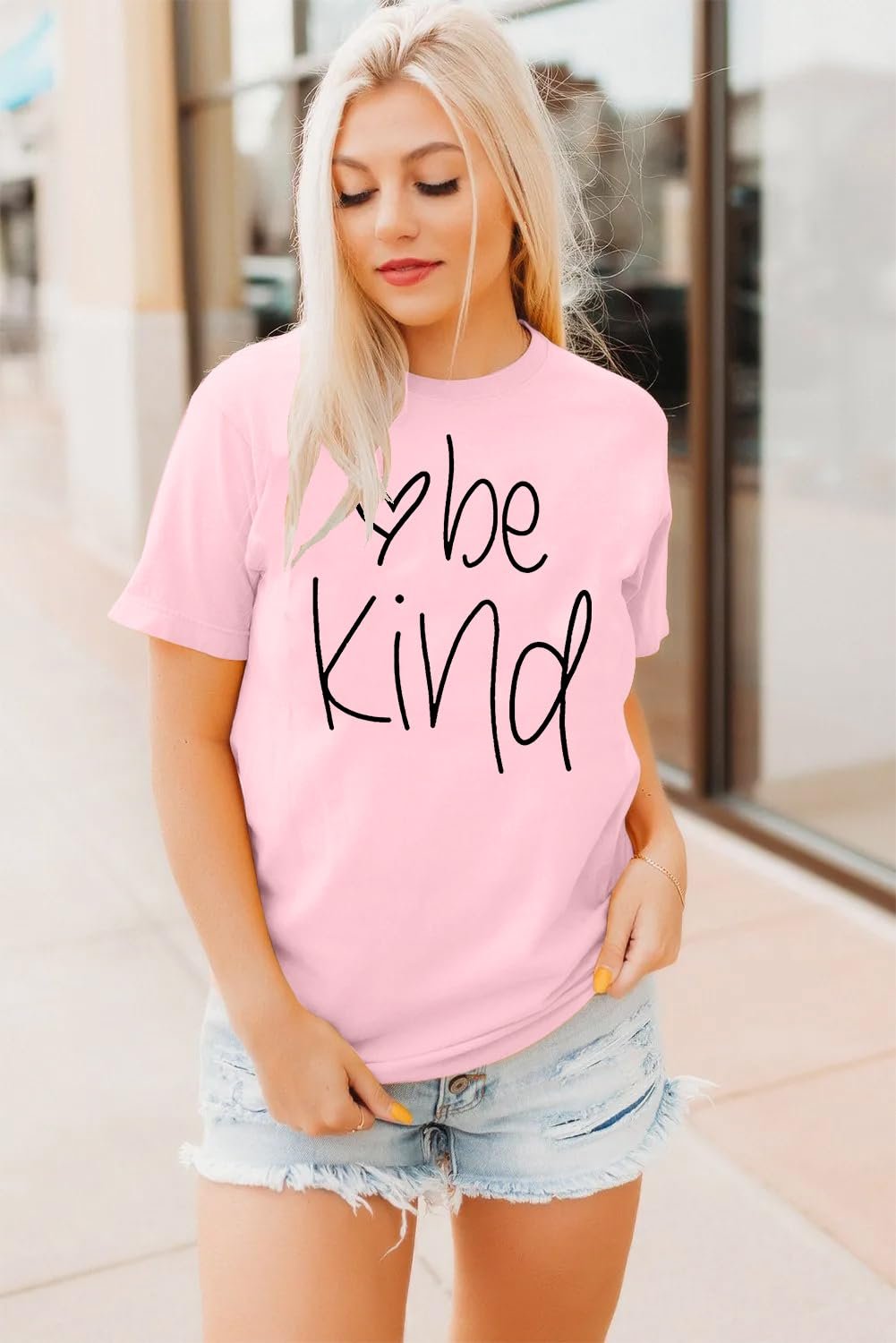 MAIHUN Be Kind Shirt for Women Tie Dye Rainbow T Shirt Inspirational Teacher Tees Tops Blessed Short Sleeve, Pink1, X-Large - Image 5