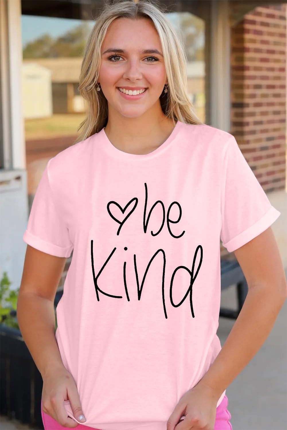MAIHUN Be Kind Shirt for Women Tie Dye Rainbow T Shirt Inspirational Teacher Tees Tops Blessed Short Sleeve, Pink1, X-Large - Image 4
