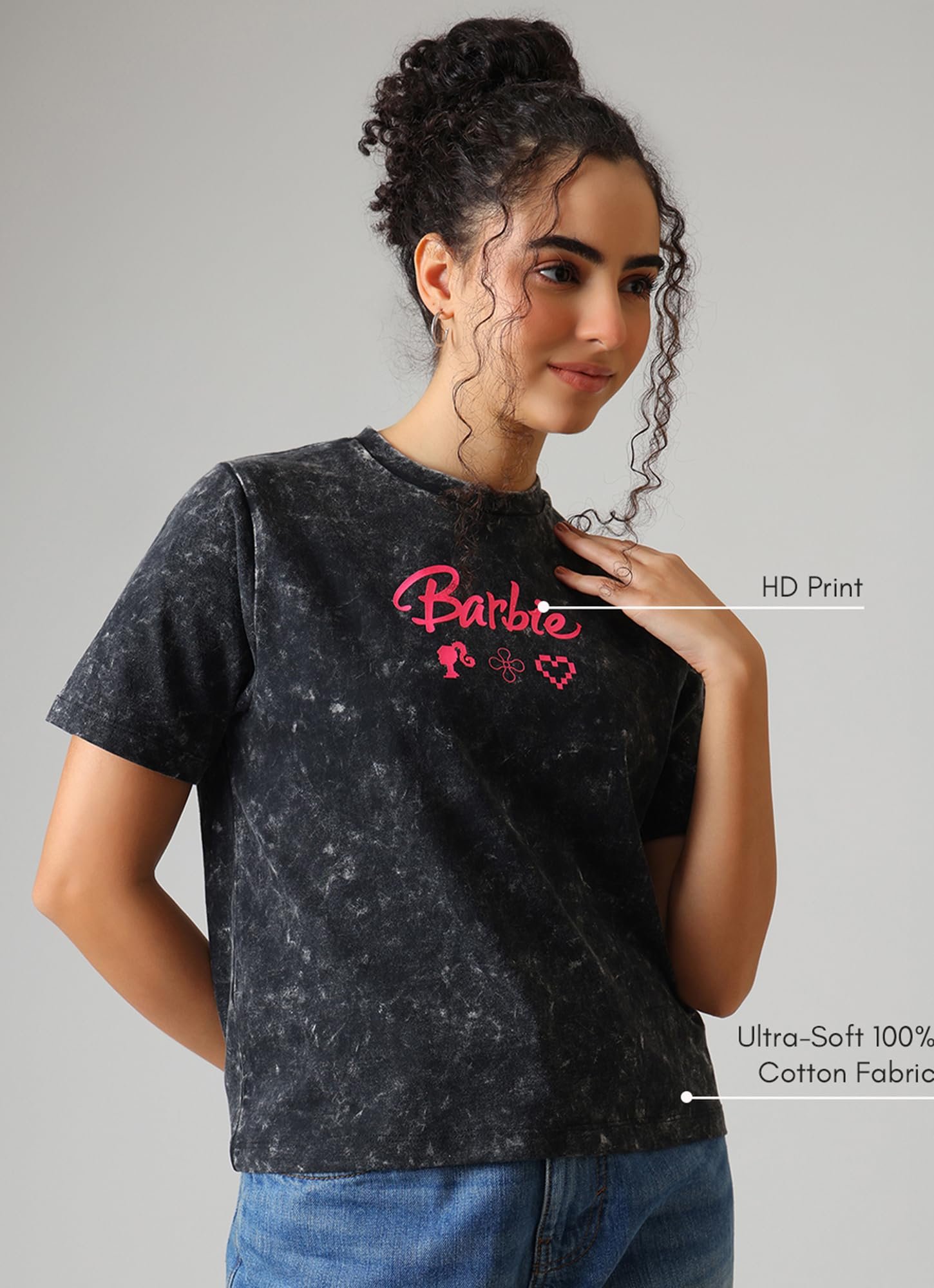 Free Authority Official Barbie The Original Fashion Icon Graphic Printed Women’s Relaxed Fit T-Shirt | Pure Cotton Casual Round Neck Half Sleeves Stylish Tee - Image 3