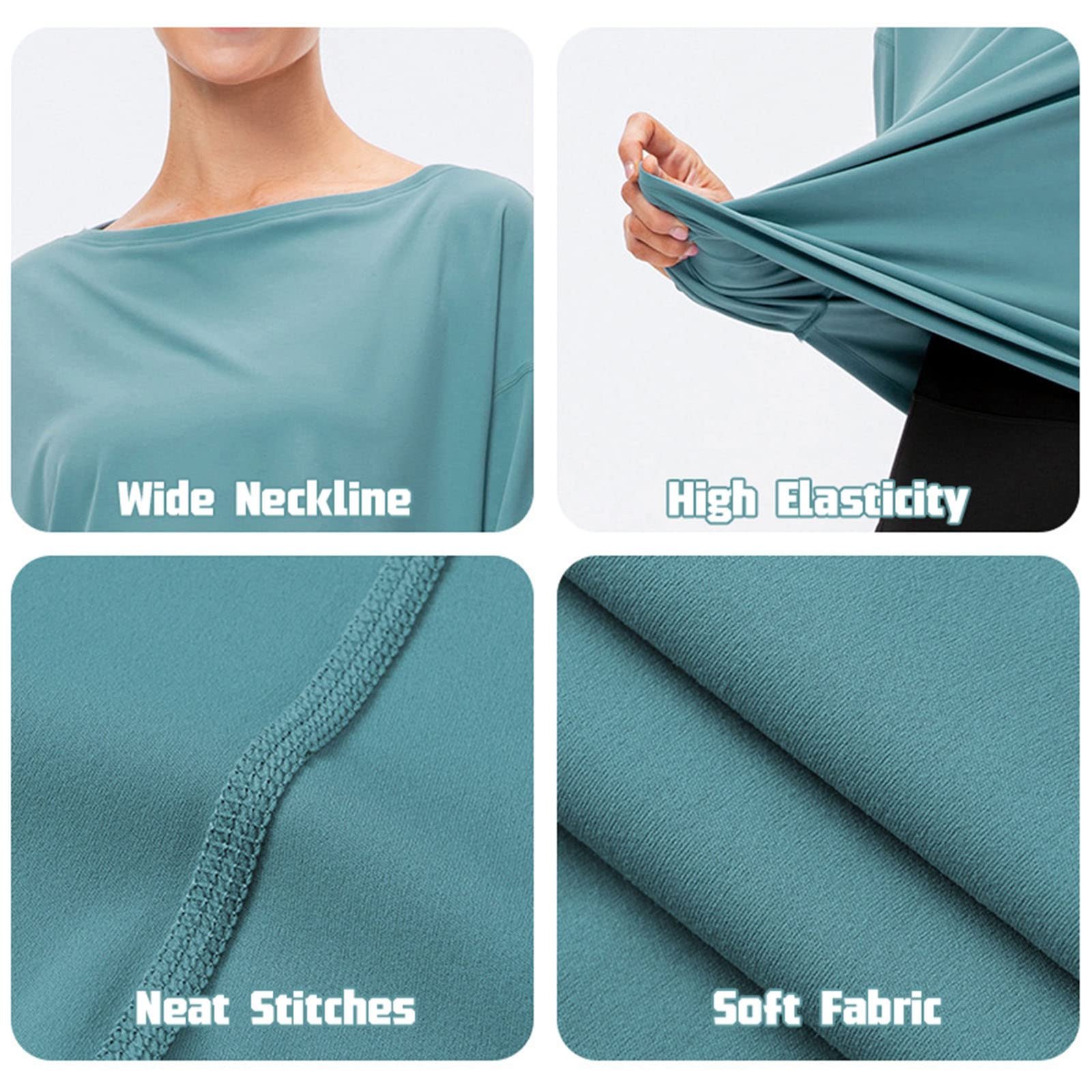 Decdeal Workout Shirts for Women Loose Quick Dry Stretch Long Sleeves Yoga T-Shirt Tops - Image 5