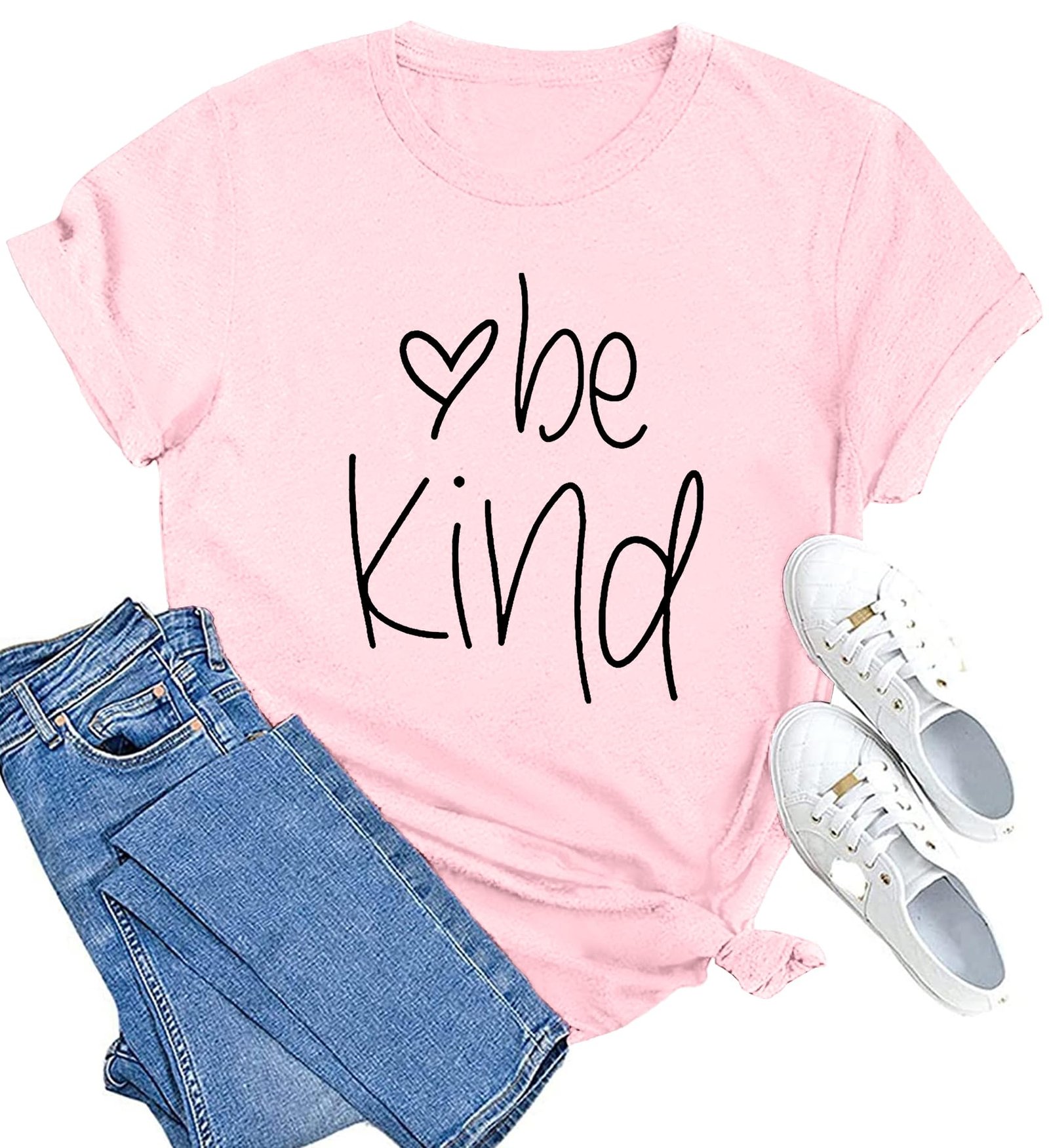 MAIHUN Be Kind Shirt for Women Tie Dye Rainbow T Shirt Inspirational Teacher Tees Tops Blessed Short Sleeve, Pink1, X-Large