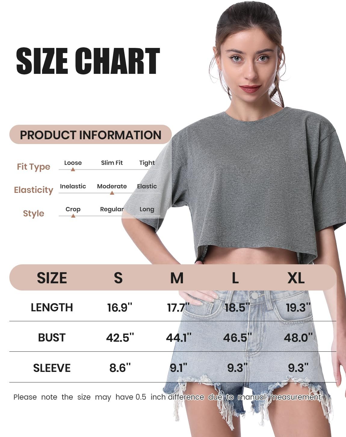 Cosy Pyro 4-Pack Women's Cotton Crop T-Shirts Short Sleeve Solid Cropped, 4-pack Black/Gray/White/Purple, X-Large - Image 6