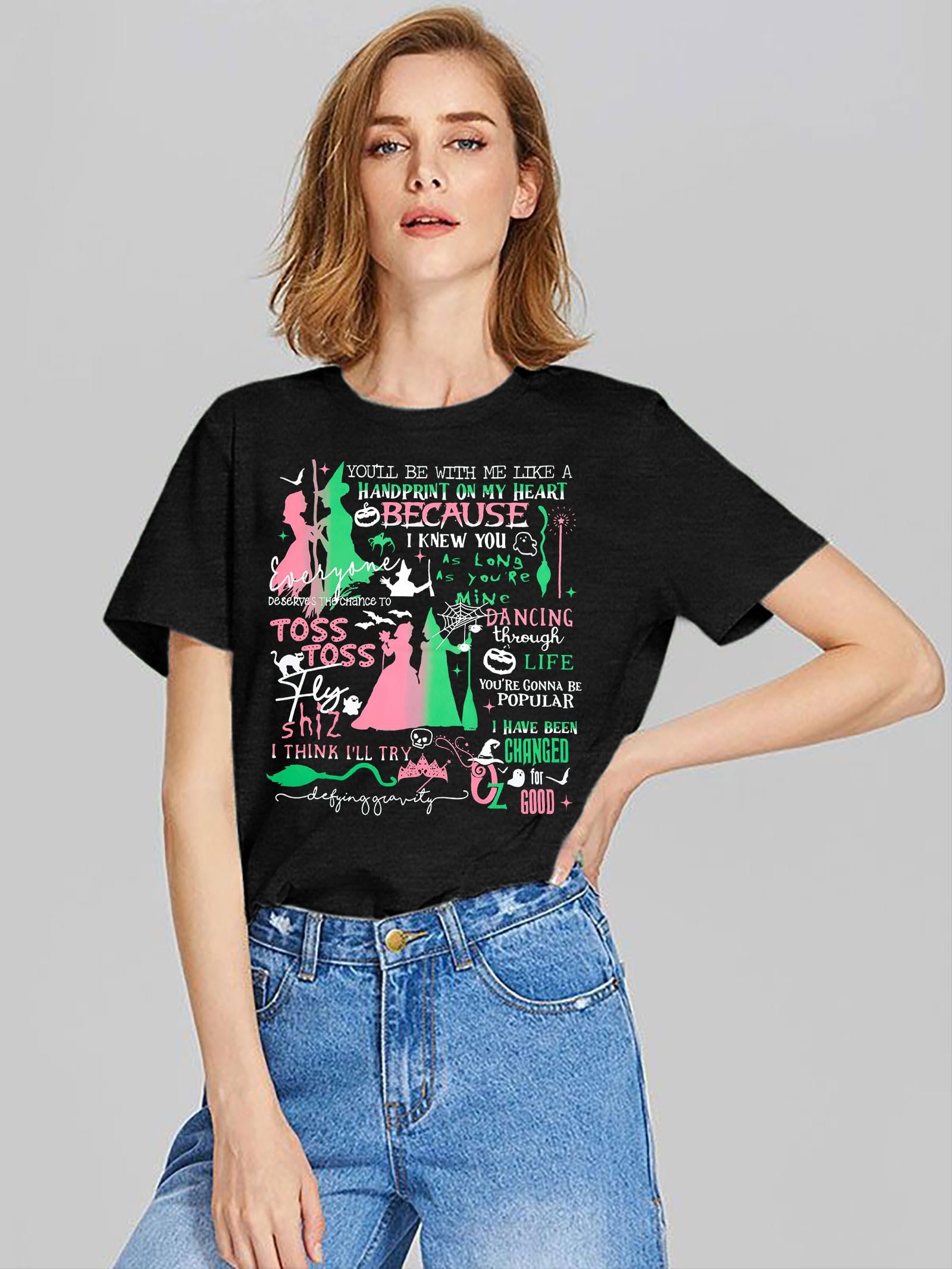Musical Shirt for Women Witch T Shirt Changed for Good Tee Musical Short Sleeve Tee Tops, Black, X-Large - Image 2