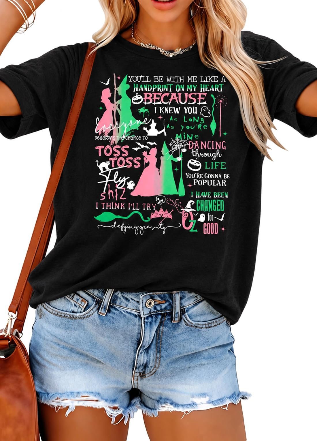 Musical Shirt for Women Witch T Shirt Changed for Good Tee Musical Short Sleeve Tee Tops, Black, X-Large