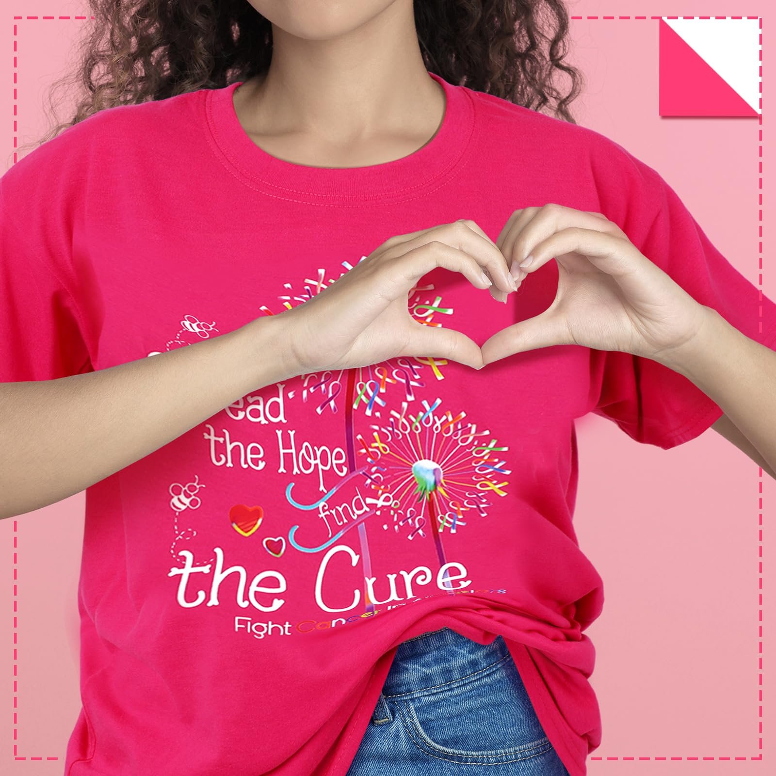 Zoooyawn Breast Cancer Awareness T Shirts Women Pink Shirts Heart Ribbon Tshirt Cancer Tees Family Shirts, Flower, XX-Large - Image 5
