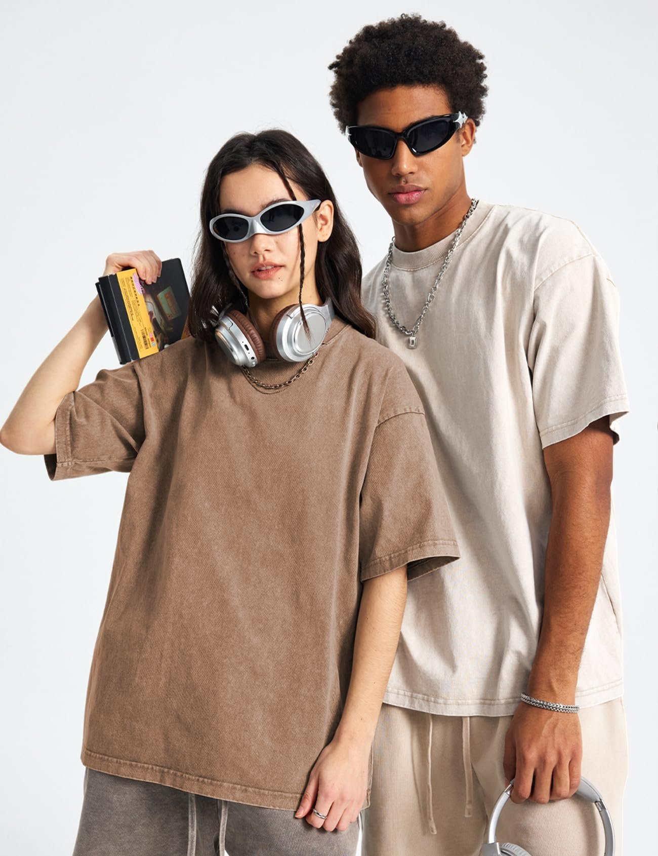 Yimoon 3 Pack Oversized Tshirts for Women Washed Vintage Baggy Boyfriend Tees Short Sleeve Unisex Cotton Tops, Blackkhakibeige - Image 5