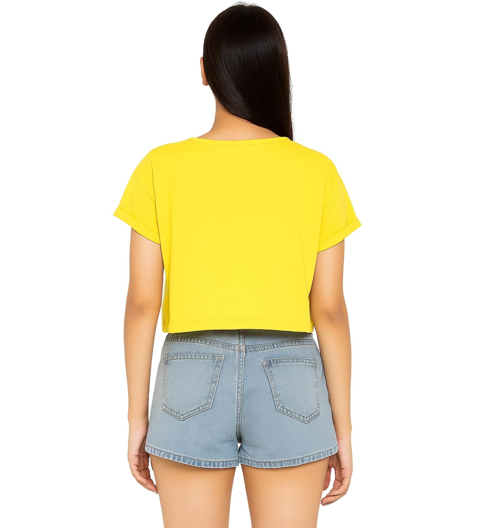 Hangout Hub Women T-Shirts Crop Top-Friends Printed (Yellow;L) Set of 1 - Image 3