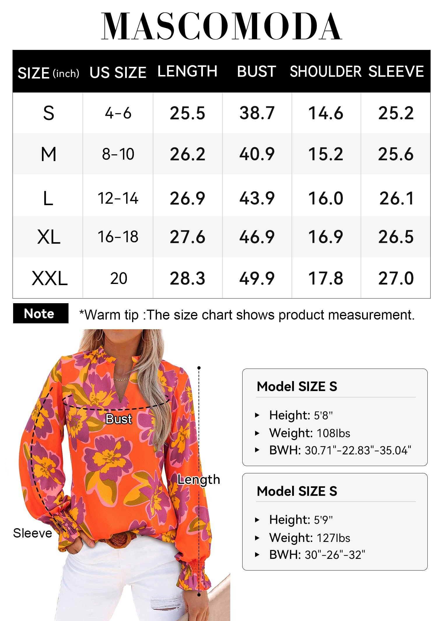 Womens Boho Floral Long Sleeve Loose Chiffon Blouses, Orange Purple, Medium - Image 7