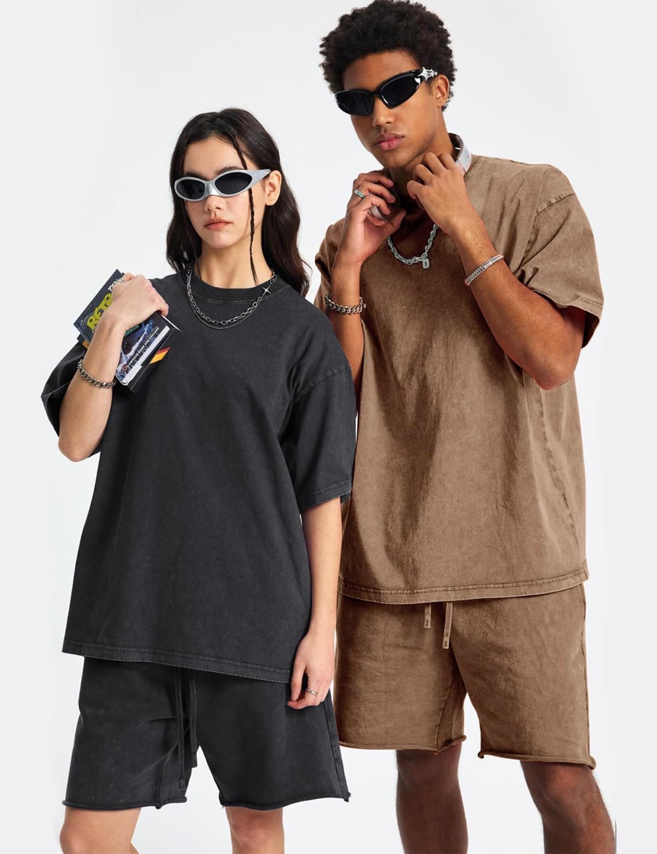 Yimoon 3 Pack Oversized Tshirts for Women Washed Vintage Baggy Boyfriend Tees Short Sleeve Unisex Cotton Tops, Blackkhakibeige - Image 6