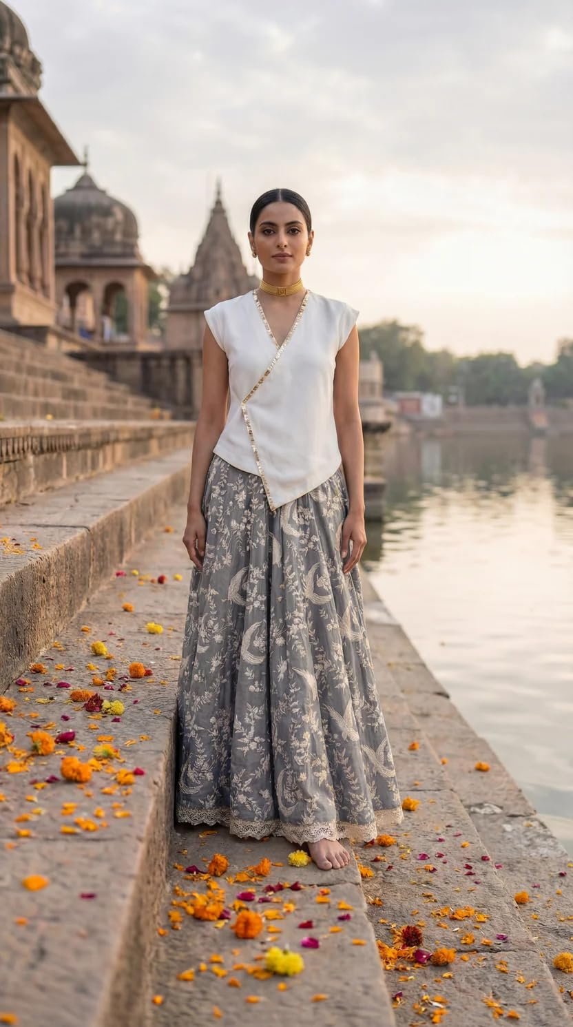 Alia Women's Flowy MUL Chanderi Asymmetrical Top with Double Lining & Hand Embroidered Sequin Work, Sun Yellow, Size S - Image 3