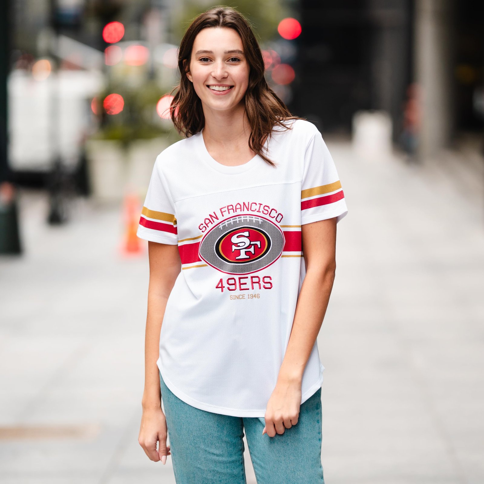 NFL Seattle Seahawks Women's Mesh Jersey Short Sleeve T-Shirt Top,White,Large - Image 3