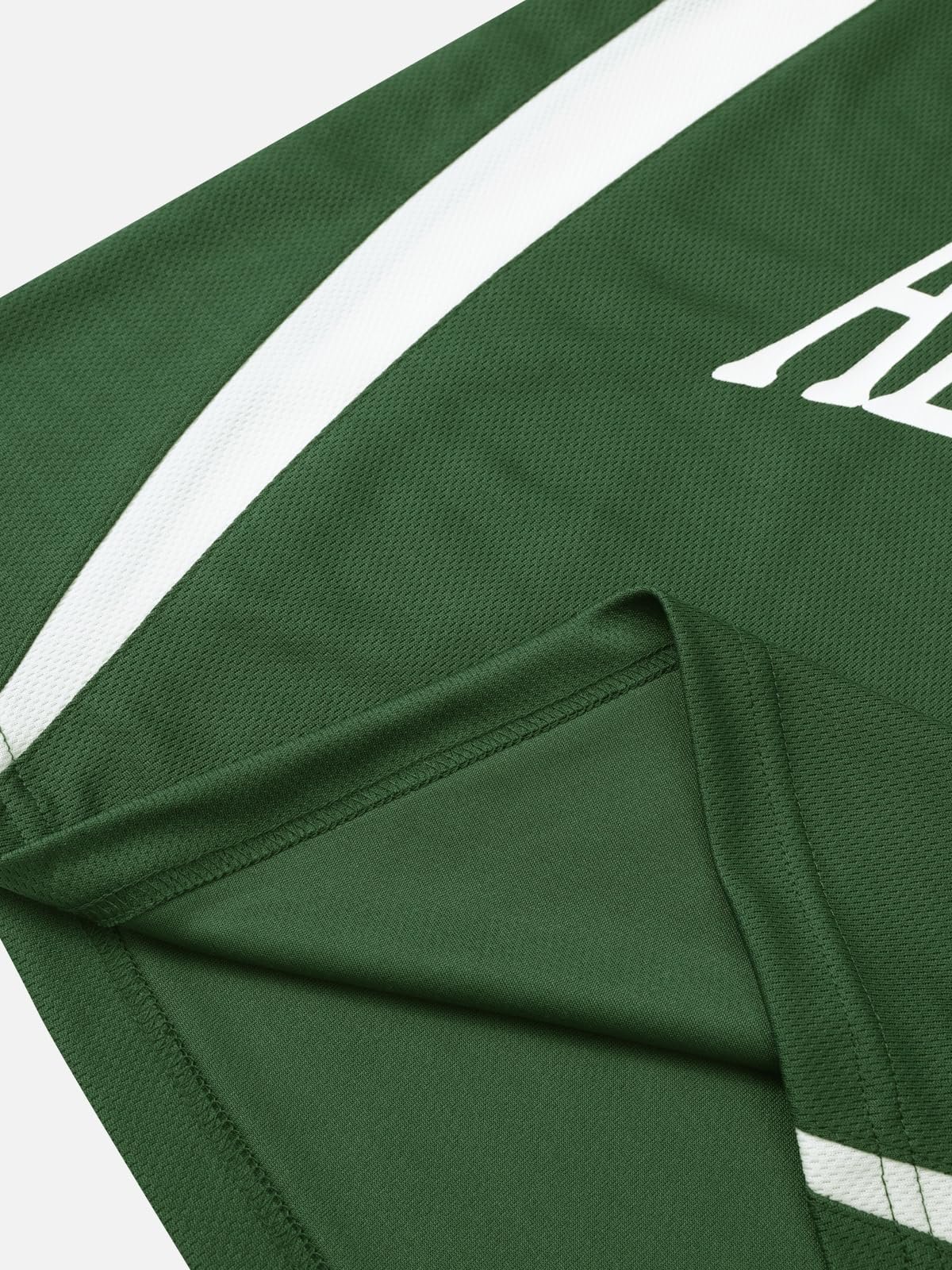 Aelfric Eden Jersey Shirts Women Oversized Mesh V Neck Graphic Tees Y2k Color Block Short Sleeve T Shirt Tops, Green, Medium - Image 8
