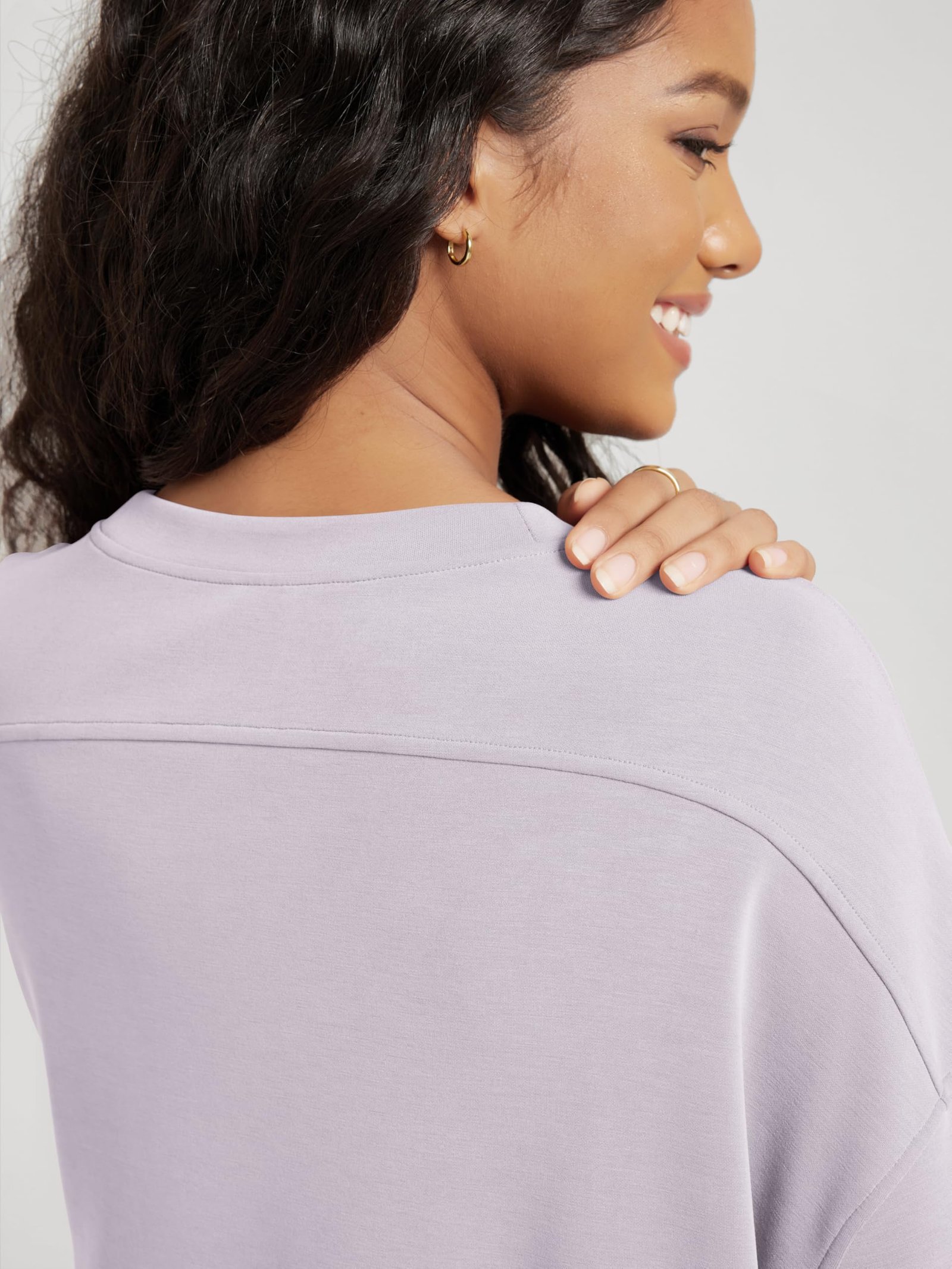 ODODOS Modal Soft Short Sleeve T-Shirts for Women Oversized Crew Neck Tee Relaxed Pullover Tops, Lilac, Medium - Image 5