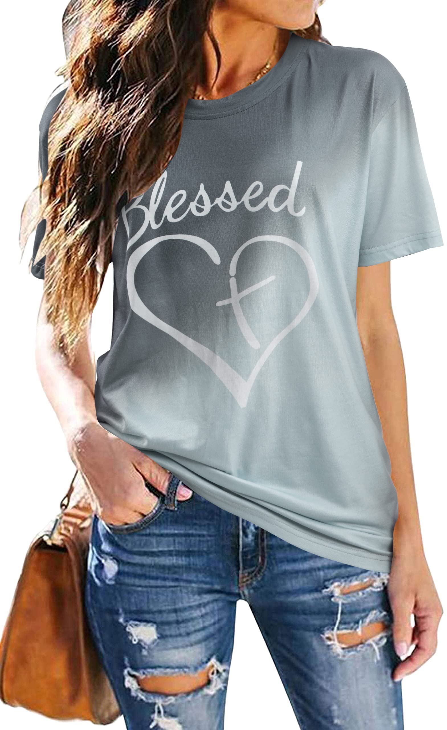 Womens Christian Shirts Faith Religious Gift Tshirt Casual Christians Inspirational Short Sleeve Tops, As Shown, Large - Image 2