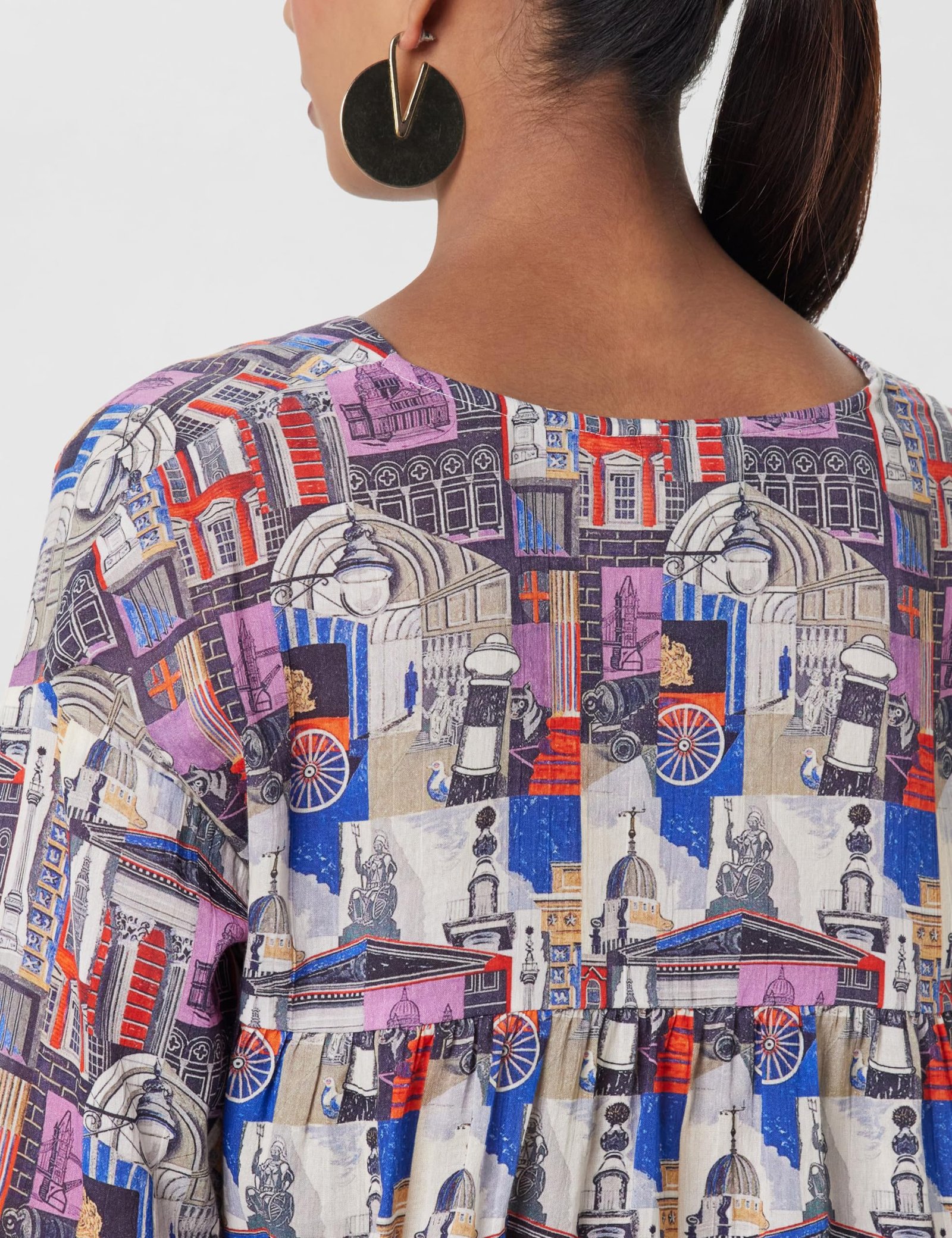 Women's RINATA-T Cotton V-Neck Abstract Print Regular FIT TOP - Image 6